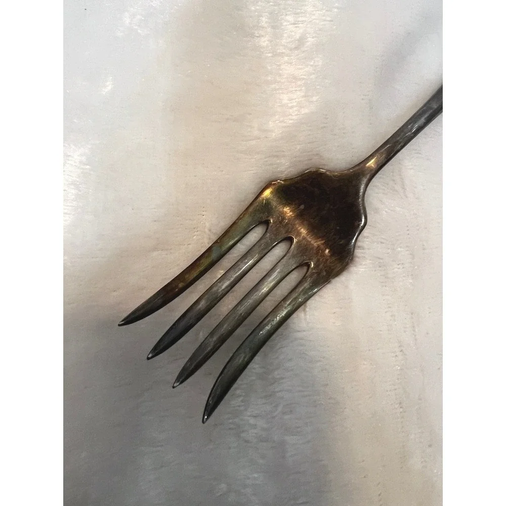 Rockford Silver Plate Cold Meat‎ Fork Laurel Wreath Ribbon Victorian Edwardian